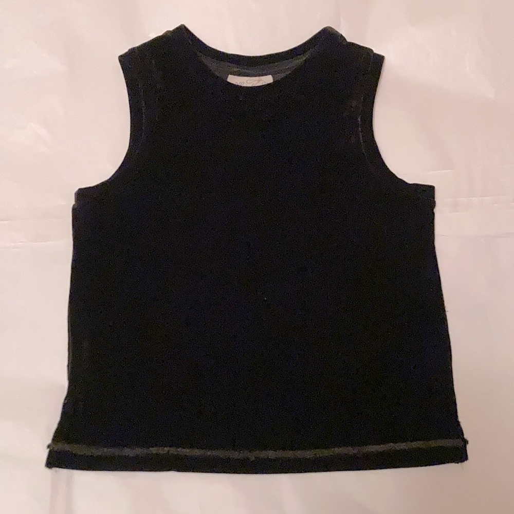Black Velvet Top w/ Sequined Trim Tank Shell